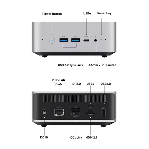 MINISFORUM OCuLink Mini PC AI X1 370 255 Ryzen AI 9 HX 370 R7 255 2*USB4 Dual Speaker Desktop office Mini Gamer Computer WiFi7