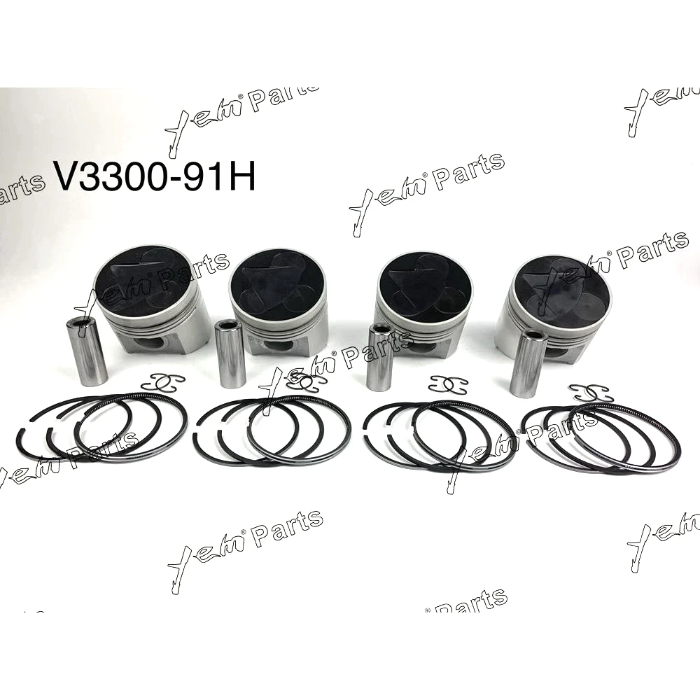 Hot Sell Piston + Ring Kit Set STD 98mm For Kubota V3300 (1C011-21110) x4 PCS Engine Parts