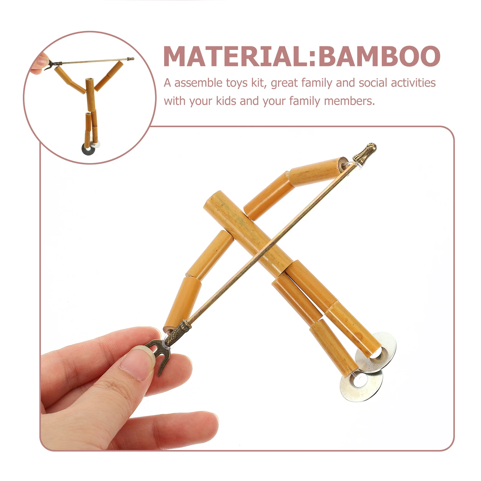 Confezione da 2 sacchetti di materiali per uomo in bambù, giocattoli, forniture per la produzione di marionette, kit artigianale per bambini, fai da te regolabile