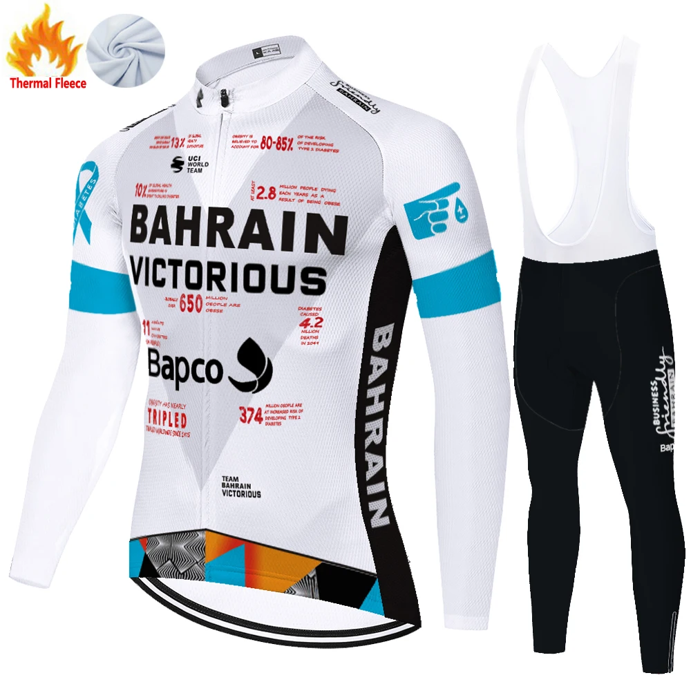 2024 proteam BAHRAIN cycling jersey Winter Fleece ropa ciclismo hombre fietskleding heren terno masculino completo bicicleta