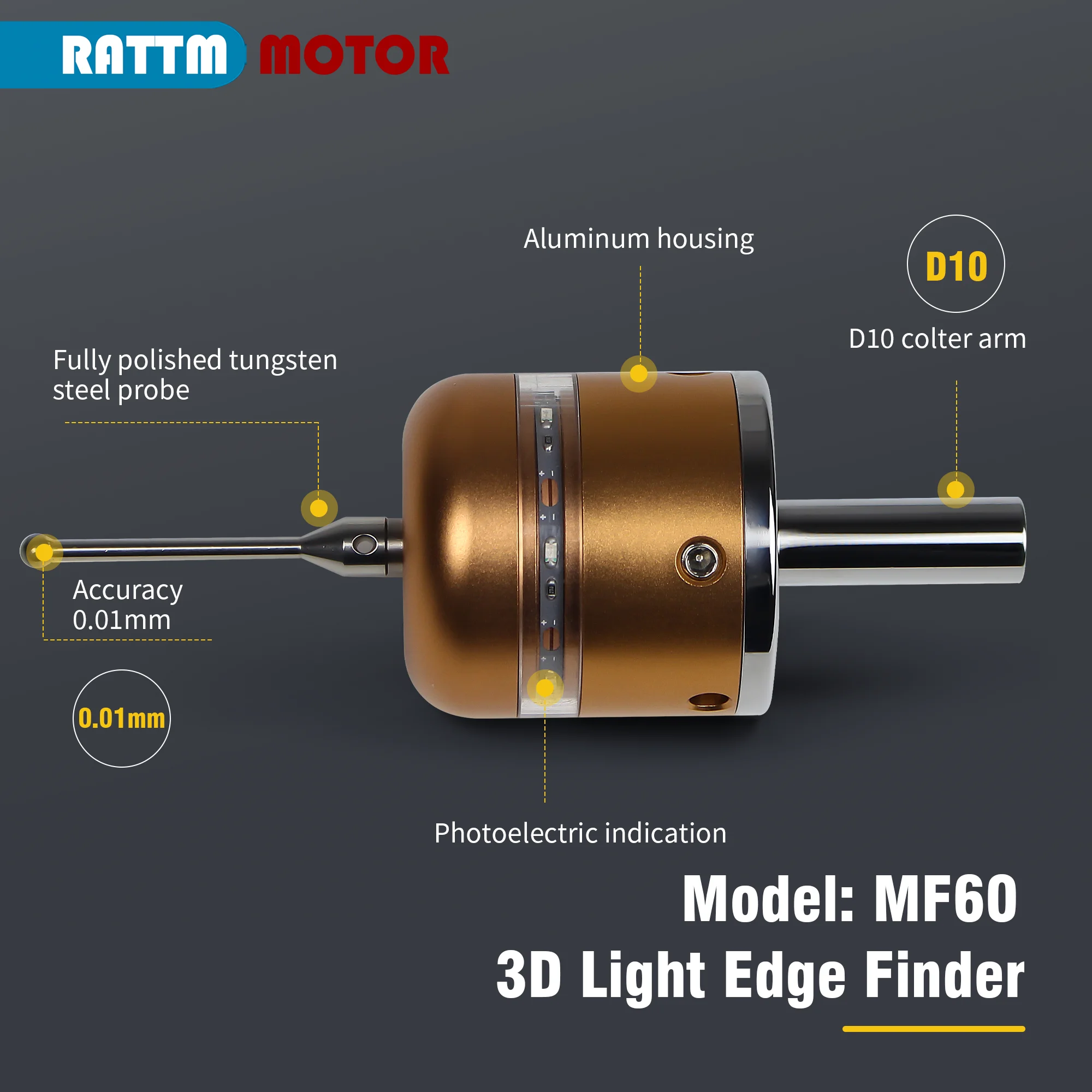 3D Borda Finder Usinagem Centro Fresadora CNC, Sonda de Precisão, Centrando Rod, Ferramenta de Ajuste Instrumento, MF60, Mach3, Grbl