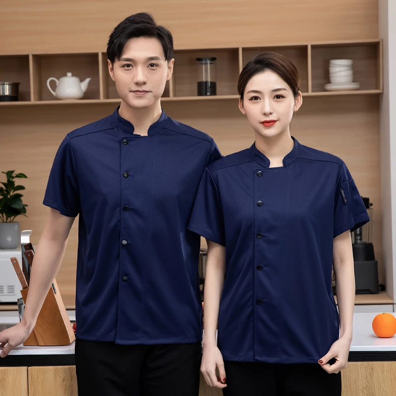 Catering Kitchen Cooking Jacket Elastic Quick-Drying Chef's Uniform Breathable Mesh Overalls Food Clothes Bakery Café Work Shirt