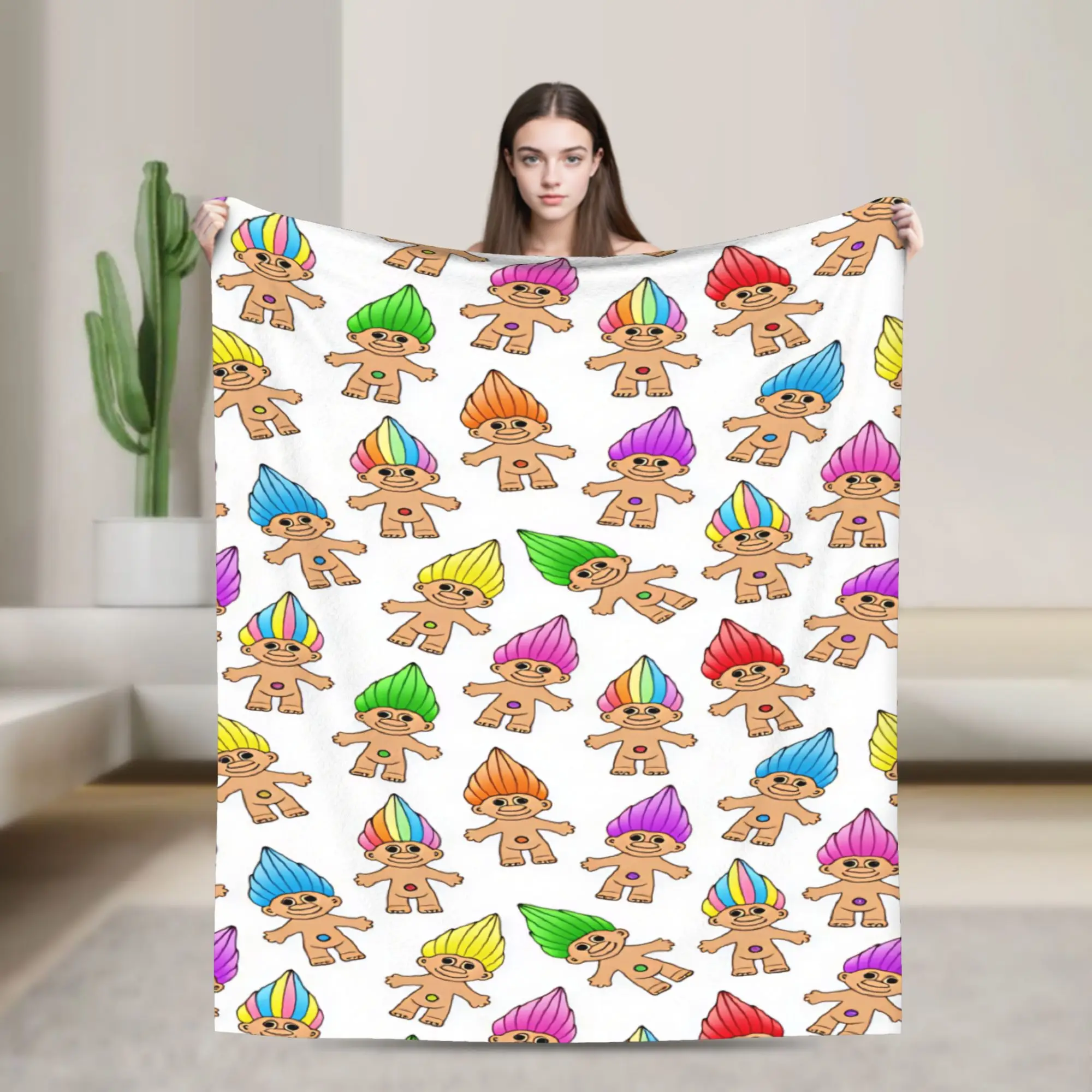 Troll Doll Blanket  Camping Flannel Throw Blanket For Living Room Warm Soft Custom Quality Bedspread Gift Idea