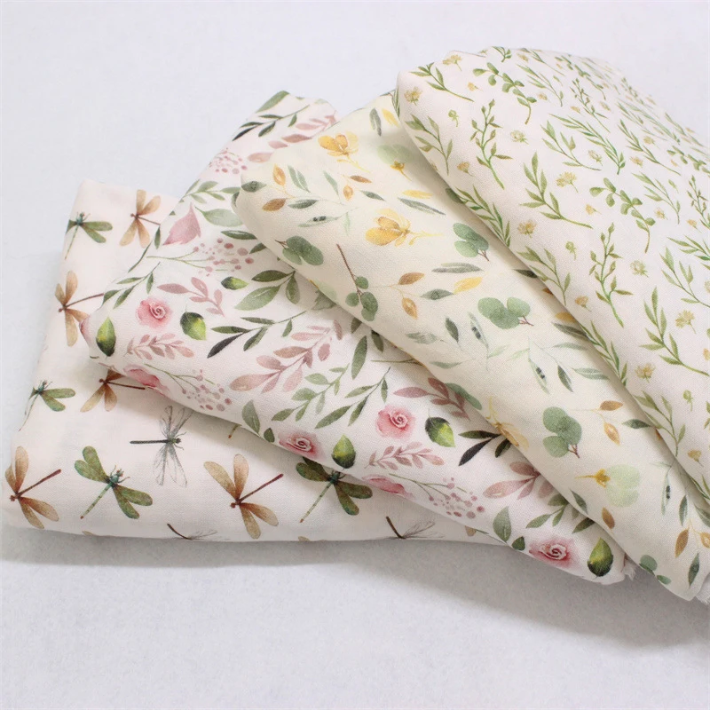 150X45cm Double Layer Gauze Fragmented Flowers Printing 70% Eco-Friendly Bamboo Fiber 30% Cotton Knitted Soft Fabric DIY Cloth