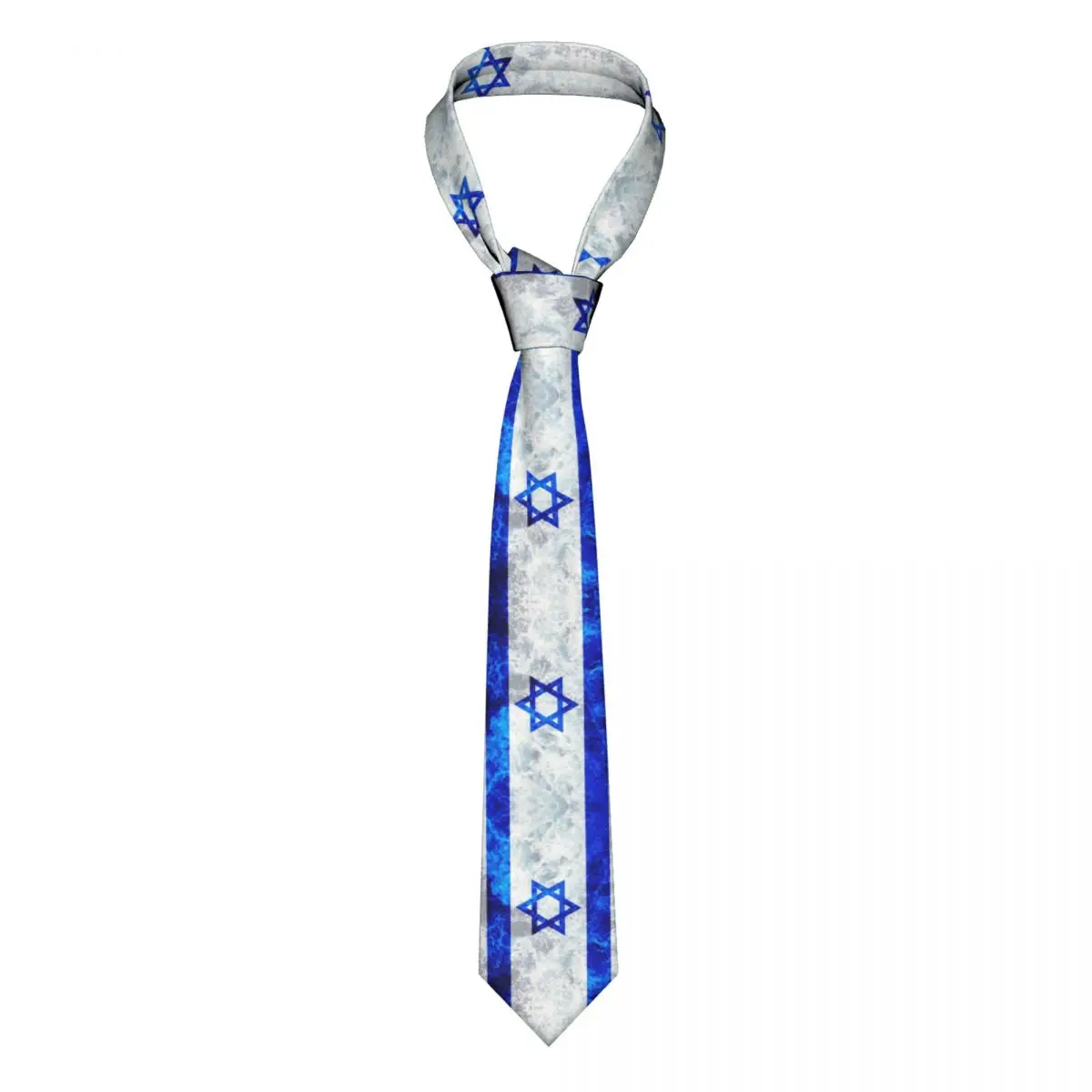 

Customized Flag Of Israel Neck Tie for Men Fashion Ocean Waves Silk Wedding Neckties