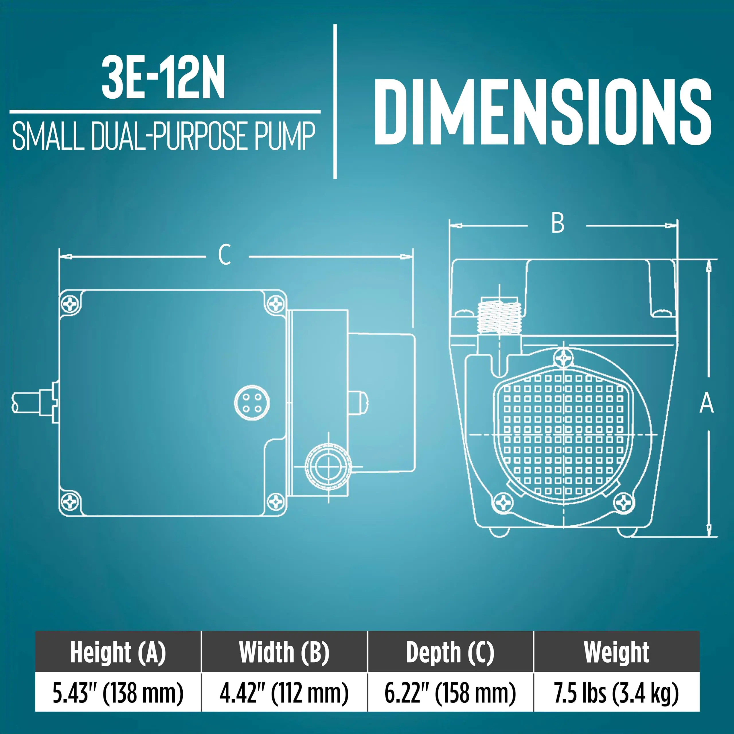 3E-12N 115V, 500 GPH Manual In-line/Submersible Pump