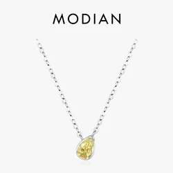 MODIAN 925 Sterling Silver Water Drop Zirconia Necklace Gold Plated Personalized Necklace For Women Wedding Fine Jewelry