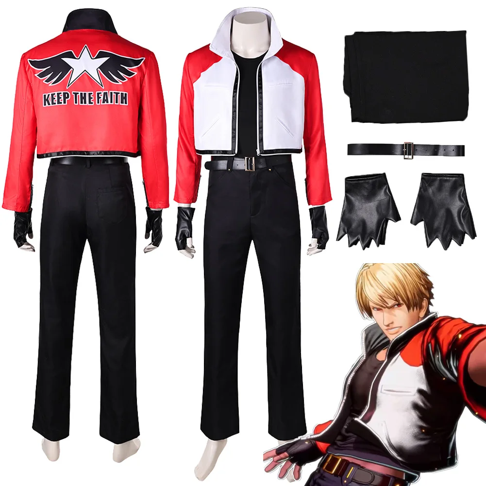 Juego de lucha FF Wolves City Coslay Rock Howard disfraz Top pantalones cinturón uniforme de fiesta de Carnaval traje de juego de rol