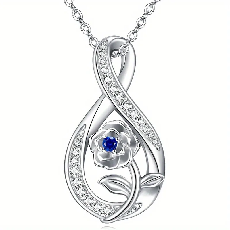 

Women's 925 Sterling Silver Infinity Necklace Infinity Pendant Silver Chain Jewellery Gifts for Women Flower Pendant Necklace