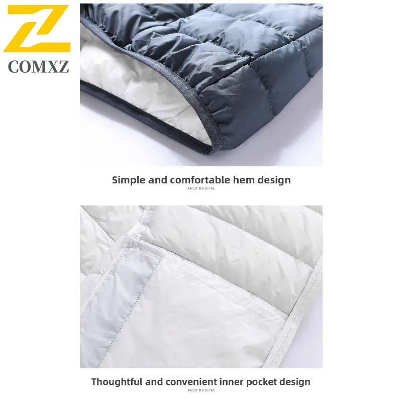 COMXZ Parker Coat Gradient Versatile Slim Fit Coldproof  Skiing Winter Jacket Travel Loose High-Quality Down Jacket Men Clothing