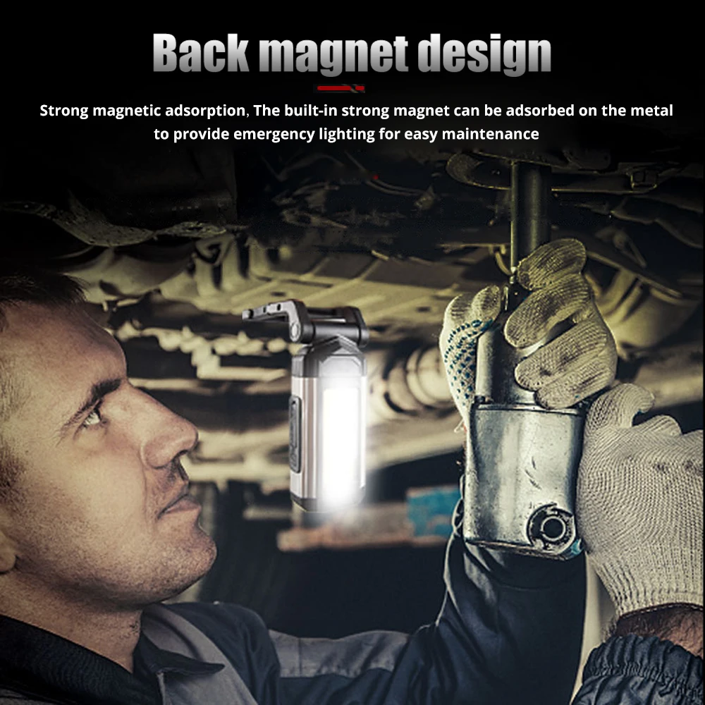 New LED Maintenance Auto Repair Light USB Rechargeable with Magnet Multifunctional COB Flashlight Outdoor Camping Work Lantern