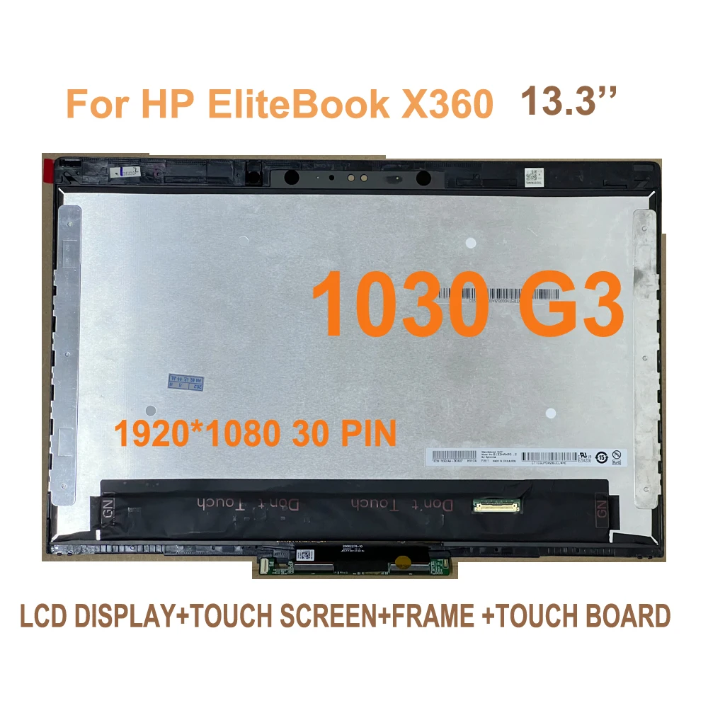 Wholesale 13.3 Inch For HP EliteBook X360 1030 G3 FHD 30pin LCD Display Touch Screen Digitizer Assembly Frame Touchboard