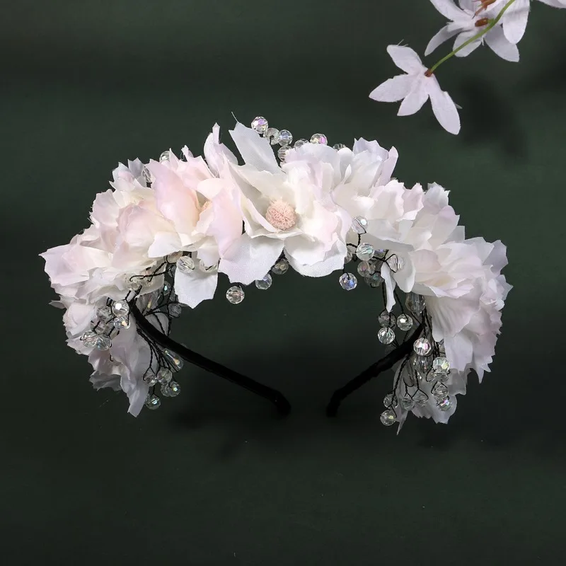 

Fabric Flower Headband Festive Party Headdress Wedding Photo Photo Bride Headband