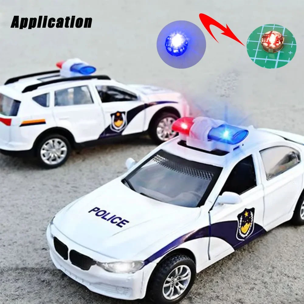 مصباح Led للتحكم المغناطيسي أزرق فاتح لاسلكي/أزرق جليدي إلى أحمر وامض لصنع نماذج ذاتية الصنع/سيارات/ديكور/مسدس هدم مع بطارية 1 قطعة