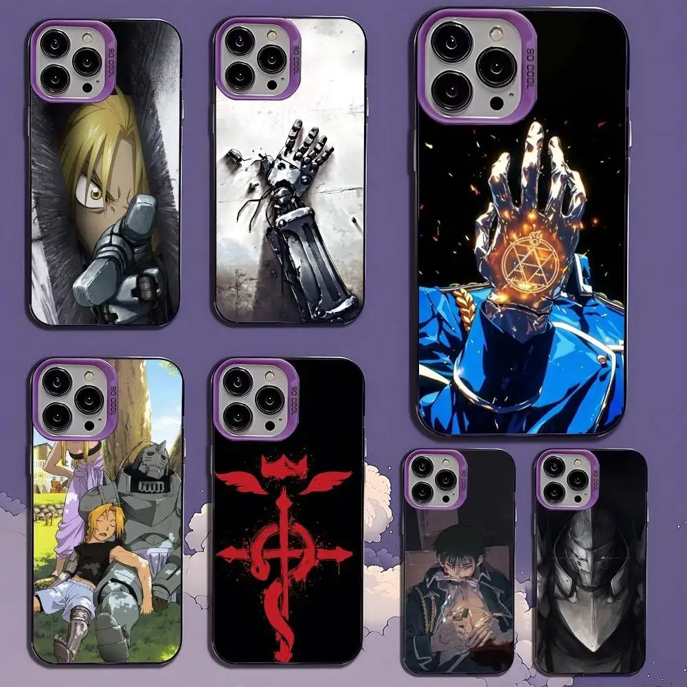 

F-Fullmetal A-Alchemist Phone Case For iPhone17,16,15,14,13,12,11,Mini,Pro,SE,MAX,plus,Purple Matte Silicone Cover