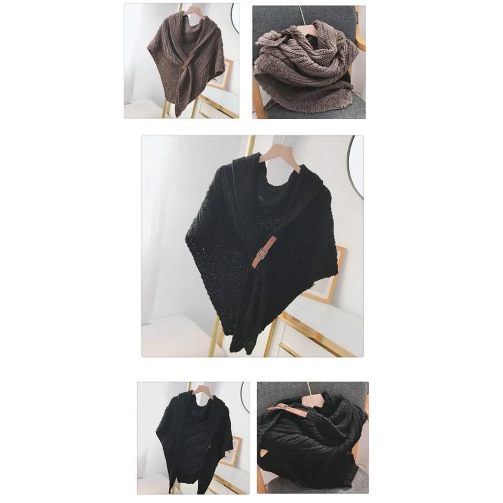Women Shawl Spring Wraps Shoulder Scarf Fashion Clothing Triangular Khaki