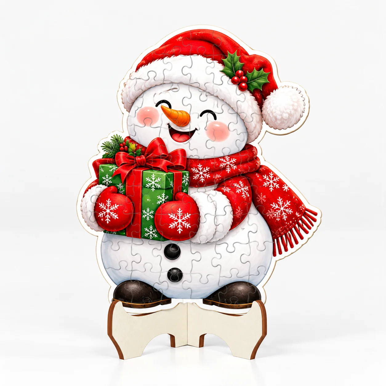 Custom Christmas Wooden Puzzle Stand Personalized Reindeer Tabletop Decor 3mm Poplar Wood UV Print Puzzle Gift for Kids Family