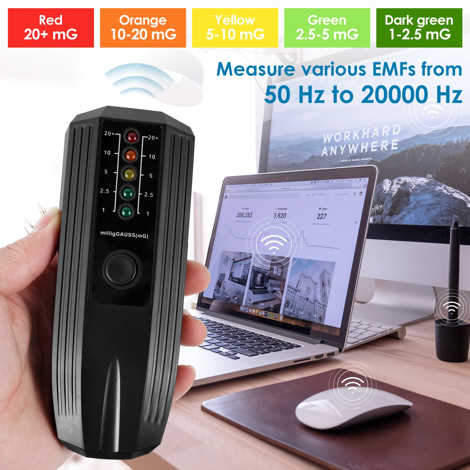 EMF Meter High Accuracy Electromagnetic Field Radiation Detector Battery Powered Electric EMF Detector Ghost Hunting Paranormal