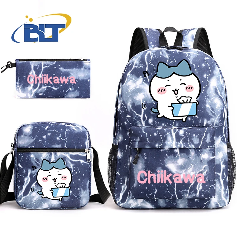 MINISO Chiikawa printed student school bag set children's pencil case shoulder bag backpack three-piece set