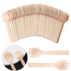 200/100/50Pcs Mini Wooden Forks, 4-Inch Disposable Forks Wooden Cutlery for Parties, Weddings & Camping