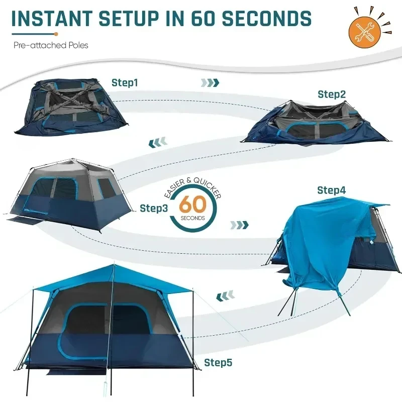 Instant Cabin Tent Easy 60 Second Setup Family Tents for Camping Pop up Tent Large Waterproof Outdoor Camping