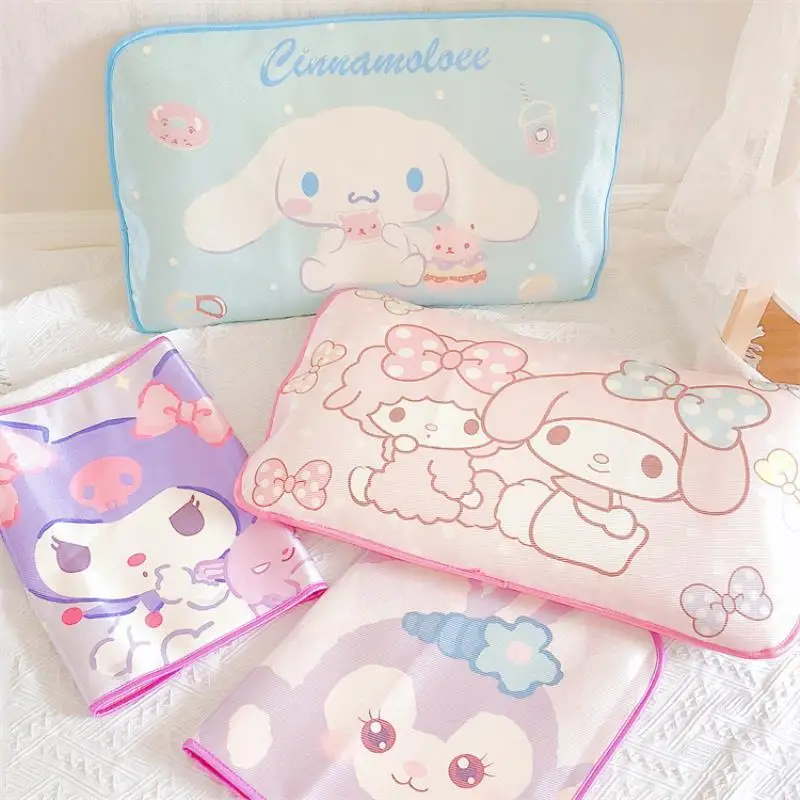 

Наволочка Sanrio My Melody Kuromi Cinnamoroll Kawaii, симпатичная летняя наволочка из ледяного шелка для девушек и общежитий, плюшевая наволочка для девушек