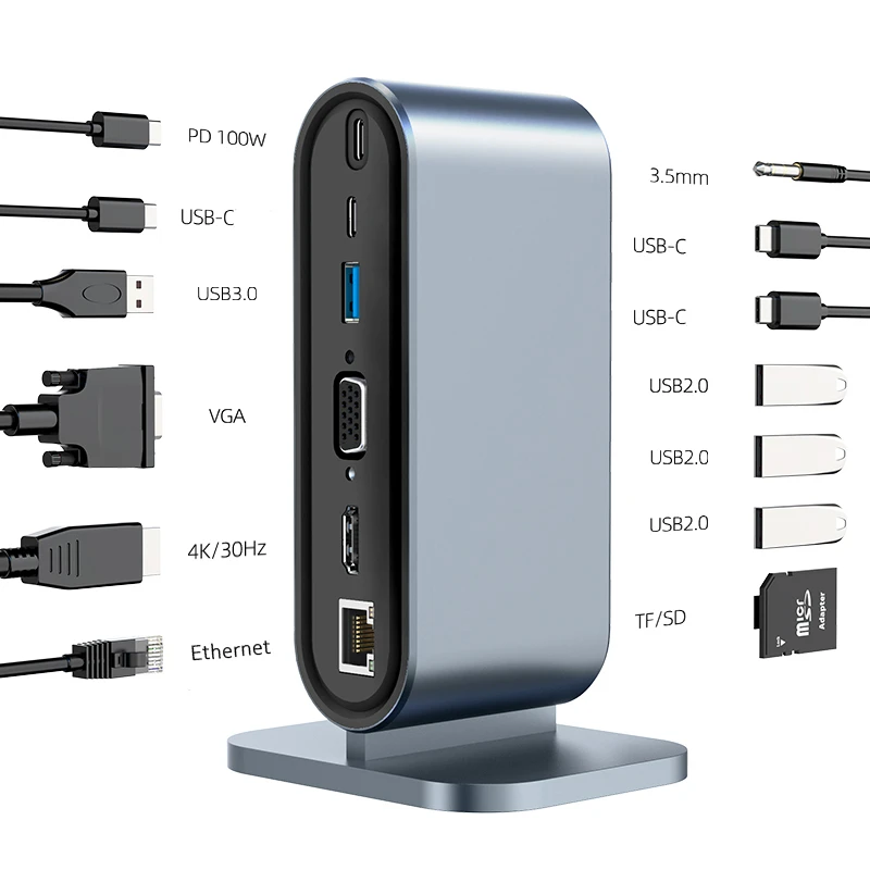 HUB USB 3.0 to Multi 4K HDMI Monitor Video Converter RJ45 Ethernet VGA Adapter Docking Station Laptop Splitter For Macbook Air