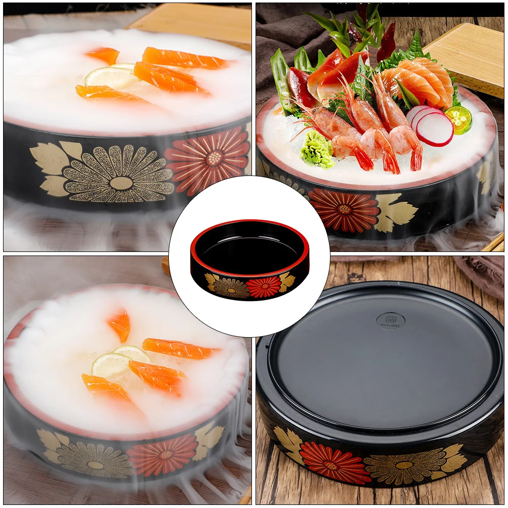 

1Pcs Sushi Plate Plastic Round Food Serving Tray Practical Seafood Sashimi Storage Dish Kitchen Tableware