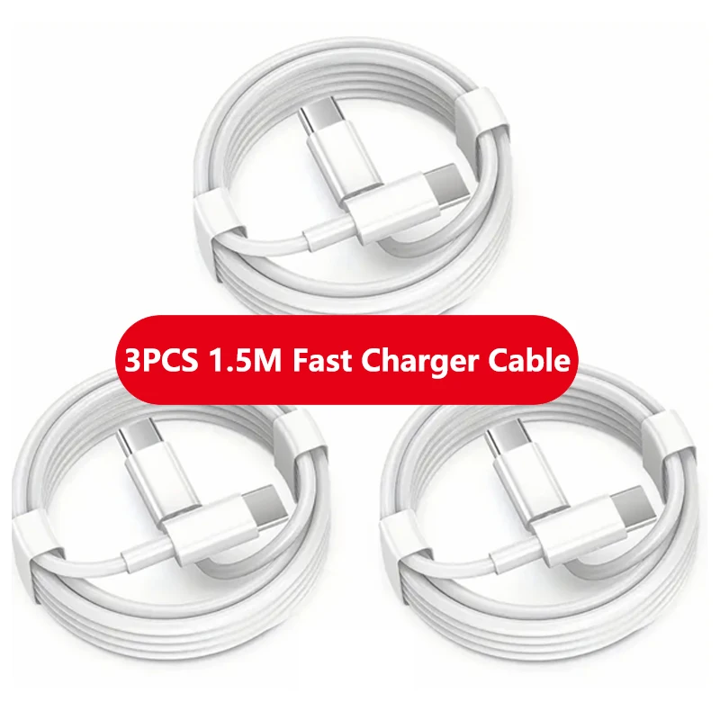 3 stuks Type C naar Type C kabel 100W supersnel opladen telefoonlader datakabel voor Samsung Xiaomi Huawei USB C snellaadkabel