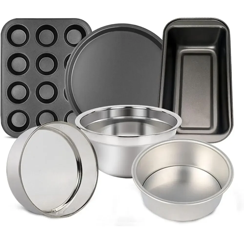 

6-Piece Nonstick Bakeware Set for Home Baking: Pans, Moulds, and Tins for Cakes, Muffins, Pizzas, and More