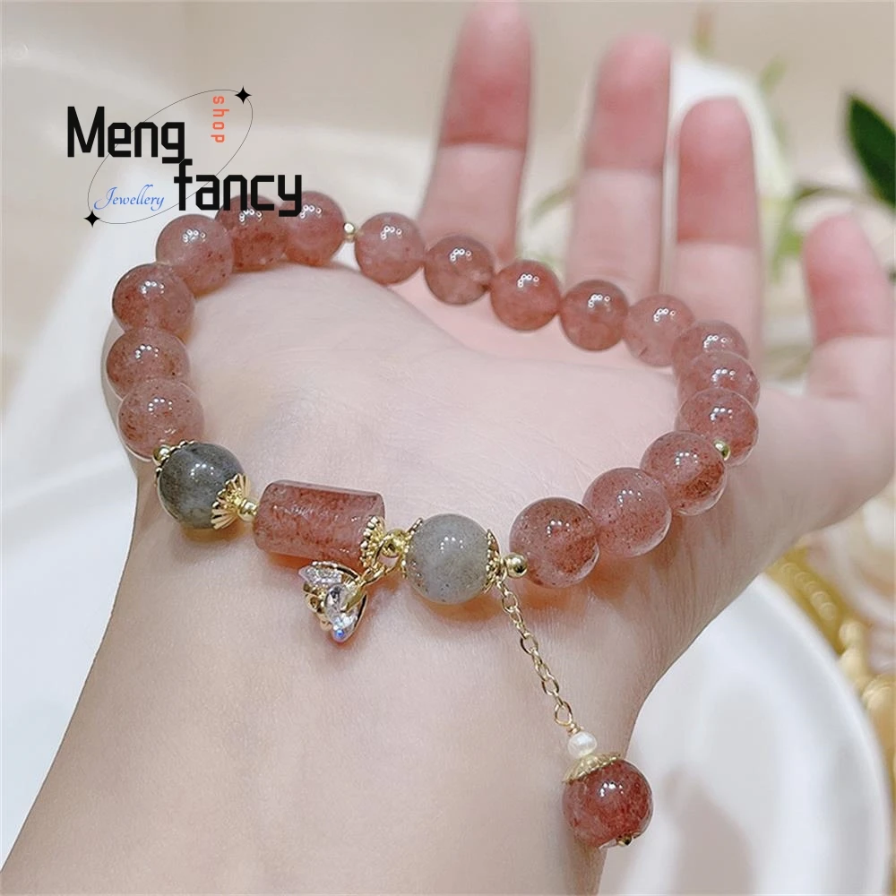 Strawberry Crystal Bracelet Attract Peach Blossom Crystal Strings Gray Moonlight Bracelet Wholesale Birthday Gift for Girlfriend