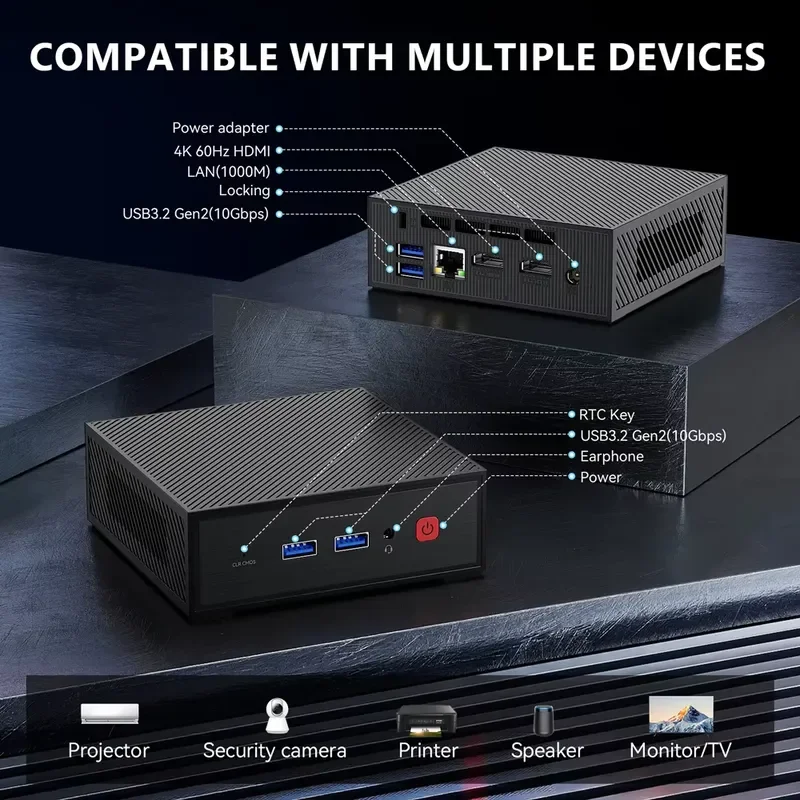 BOLRZO Mini PC N150 CPU 8GB 16GB DDR4 RAM 128GB SATA SSD 4 Core WIFI6 Business Mini PC windows 11 Pro