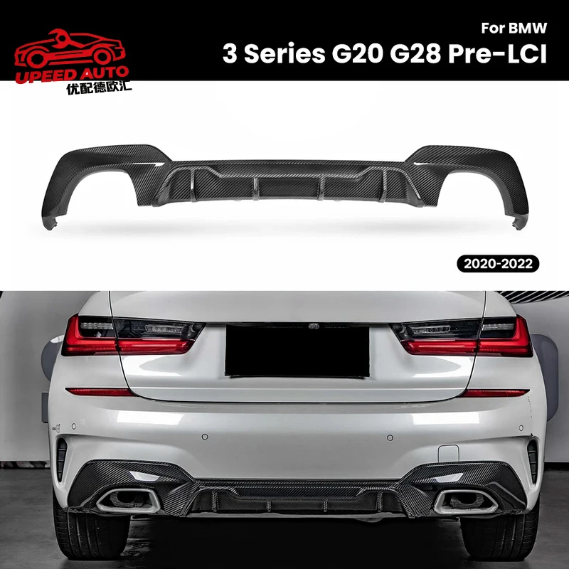 

Suitable for Real Dry Carbon Fiber Bumper Diffuser Lip BMW 3 Series G20 G28 Pre-LCI 2020-2022 MP Style Rear Splitters Car Trim