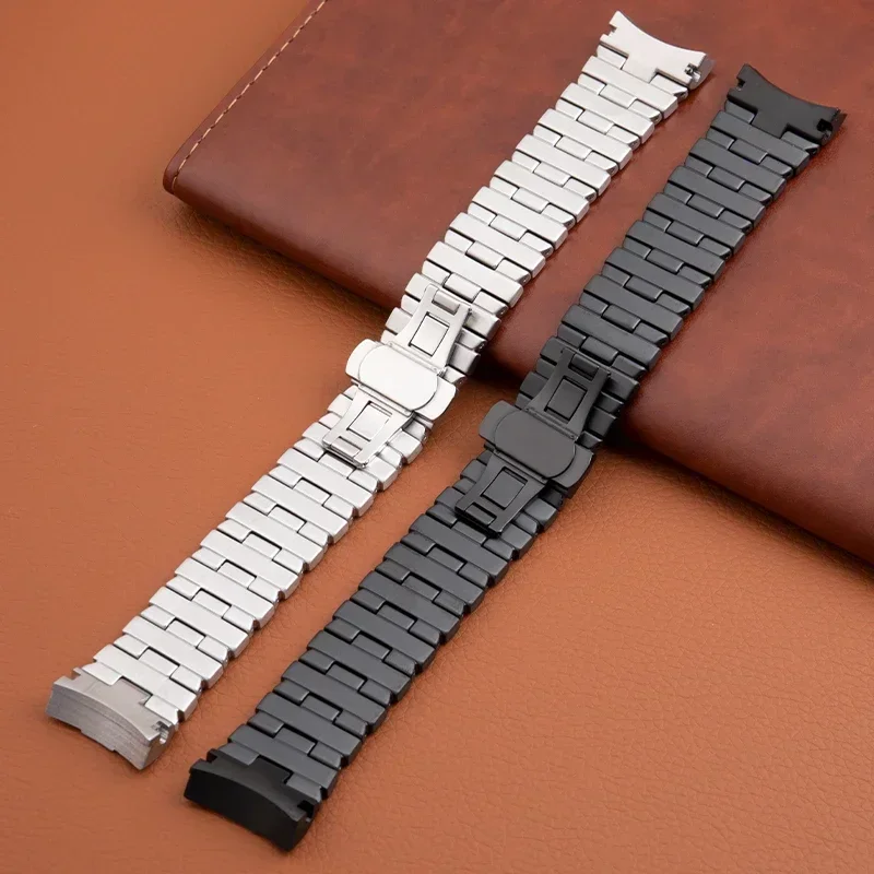 24mm22mmsolid fine silver black stainless steel watchband for Panerai strap submersible Luminor pam441 111 bracelet accessories