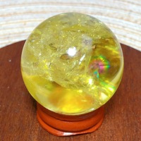 Natural Crystal Citrine Sphere Rainbow Flash High Quality Gemstone Desk Reiki Home Decoration Precious Gift