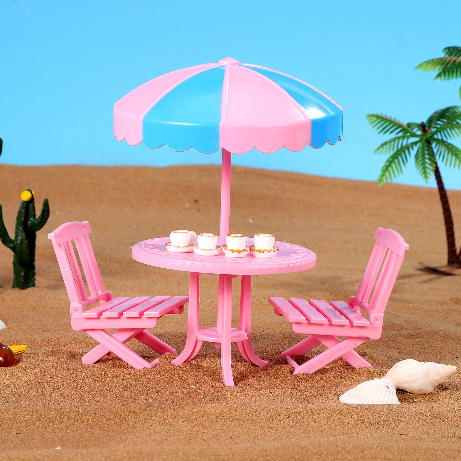 Micro Landscape Setting Mini House Furniture Dollhouse Dining Table Coffee Cups Accessories Model Miniature Chairs Tableware