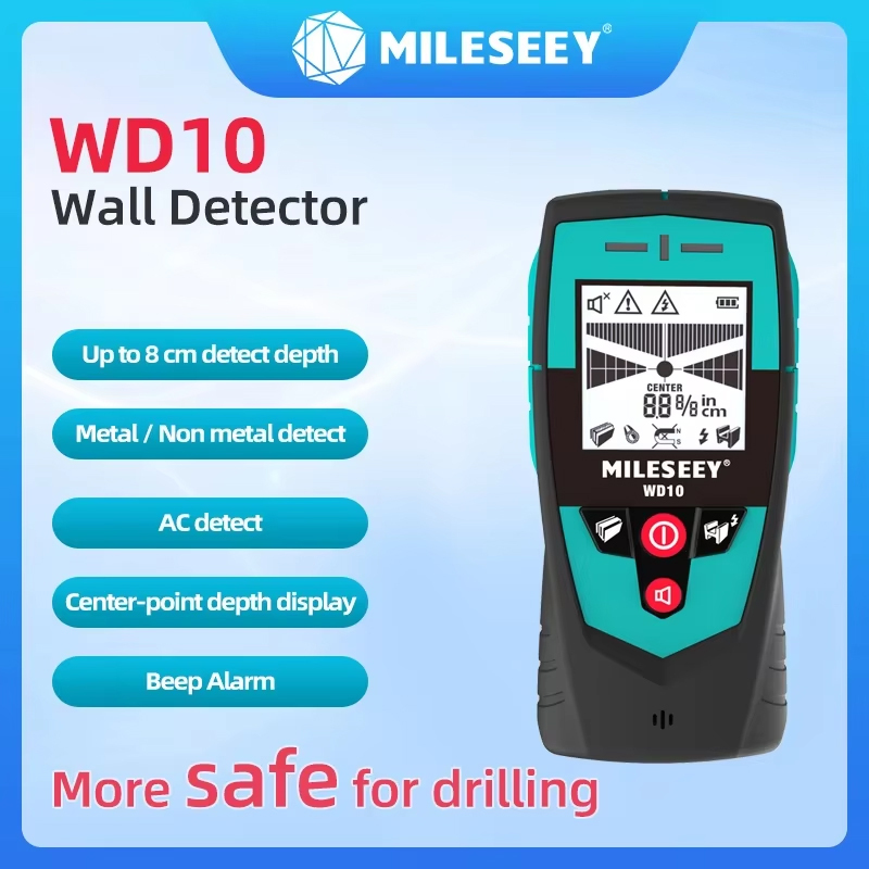  Mileseey WD10 Multifunction Wall Detector Scanner Large Area Sensor For Metal Nonmetal AC Wire Finding With LCD Display And Beep