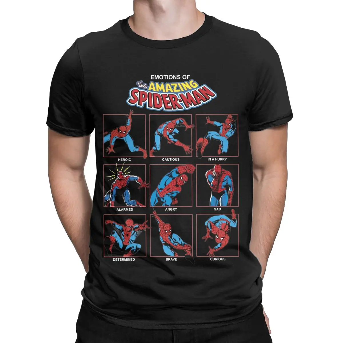 Emotions of Spider-man Spiderman Graphic T Shirt Men's Cotton Fashion T-Shirts O Neck Short Sleeve Tops Clothing Birthday Gift