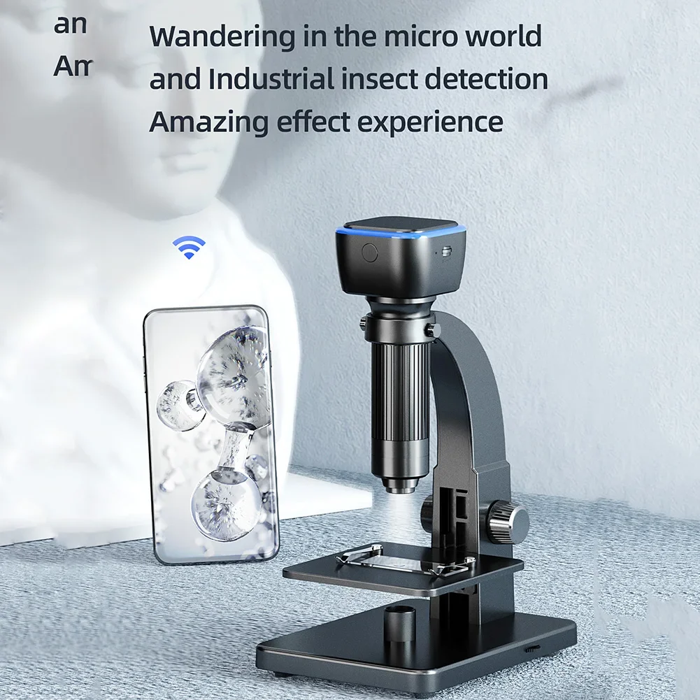 Wifi Digital Microscope Dual Lens 2000X Magnification 4K 2MP HD Biological Microscope with 11 LED Lights for IOS Android PC