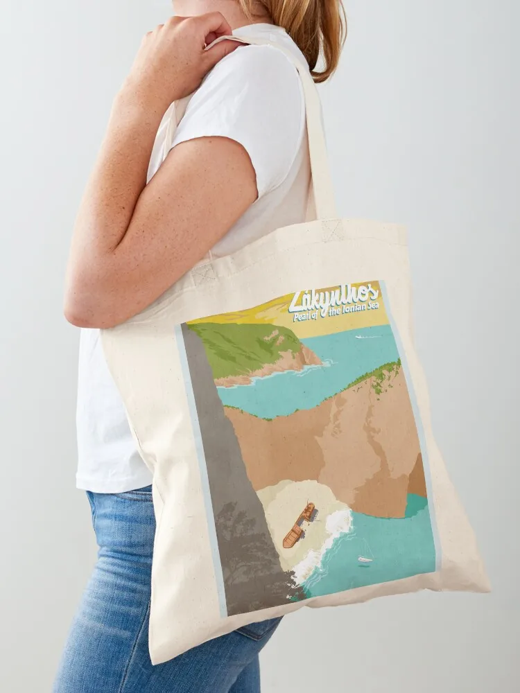 Travel Poster Zakynthos, Greece, Europe Tote Bag cute tote bag tote bag university canvas