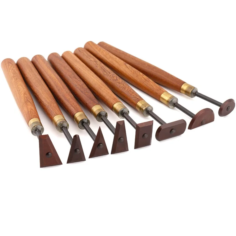 Hi-Quality Pottery Tools Tungsten Steel Knife Clay Sculpture Fettling with Wood Handle Tool Practical Trimming DIY Art (1-8Pcs)