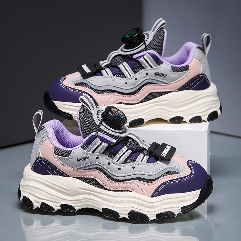 

Hot Purple Running Shoes Kids Trainers Comfortable Knob Sports Shoes For Boys Light Platform Trendy Sneaker Girl zapatillas nina