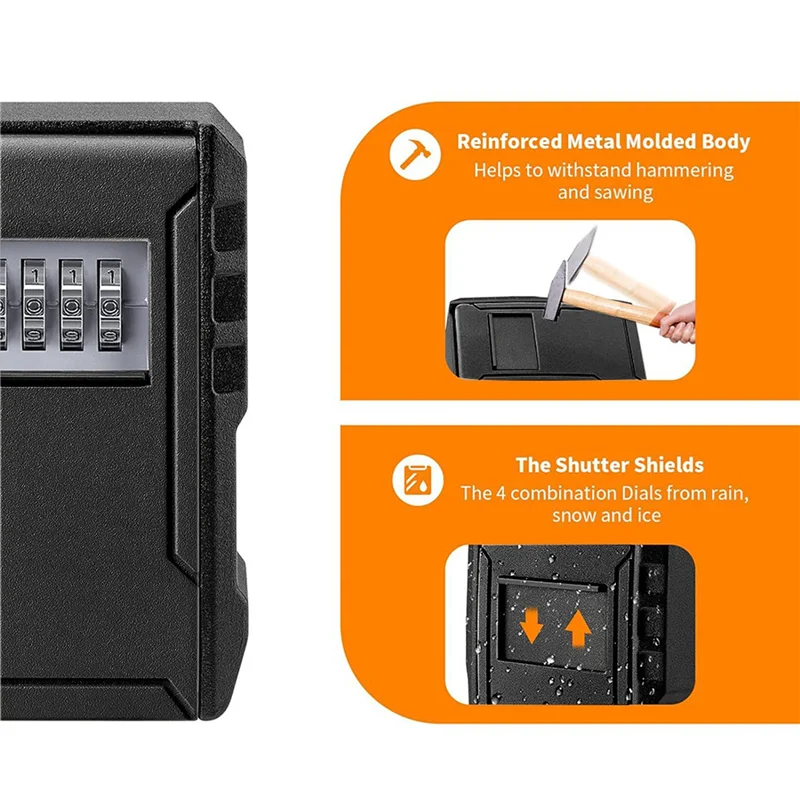 3X Metal Password Key Box Wall Mounted 4 Digits Password Storage Box Waterproof Anti Theft Safe Lock-Y47A