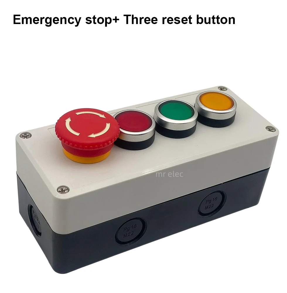 Button Switch Control Box No Light Emergency Stop Waterproof Button Indicator Light Box, Plastic Start Electrical Box