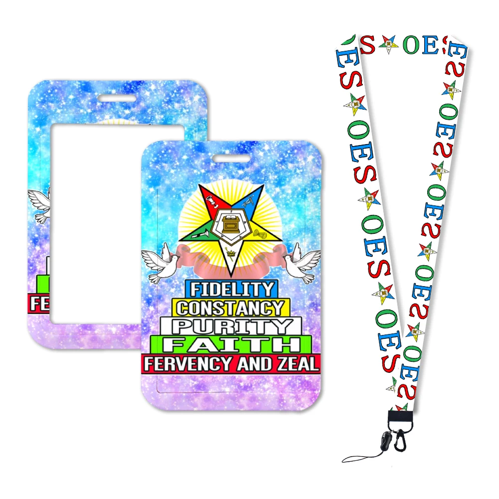 

Sorority Eastern Star Patterns Women Lanyards ID Badge Holder Strap Work Card Bus Access Card Holder Keychains Accessories