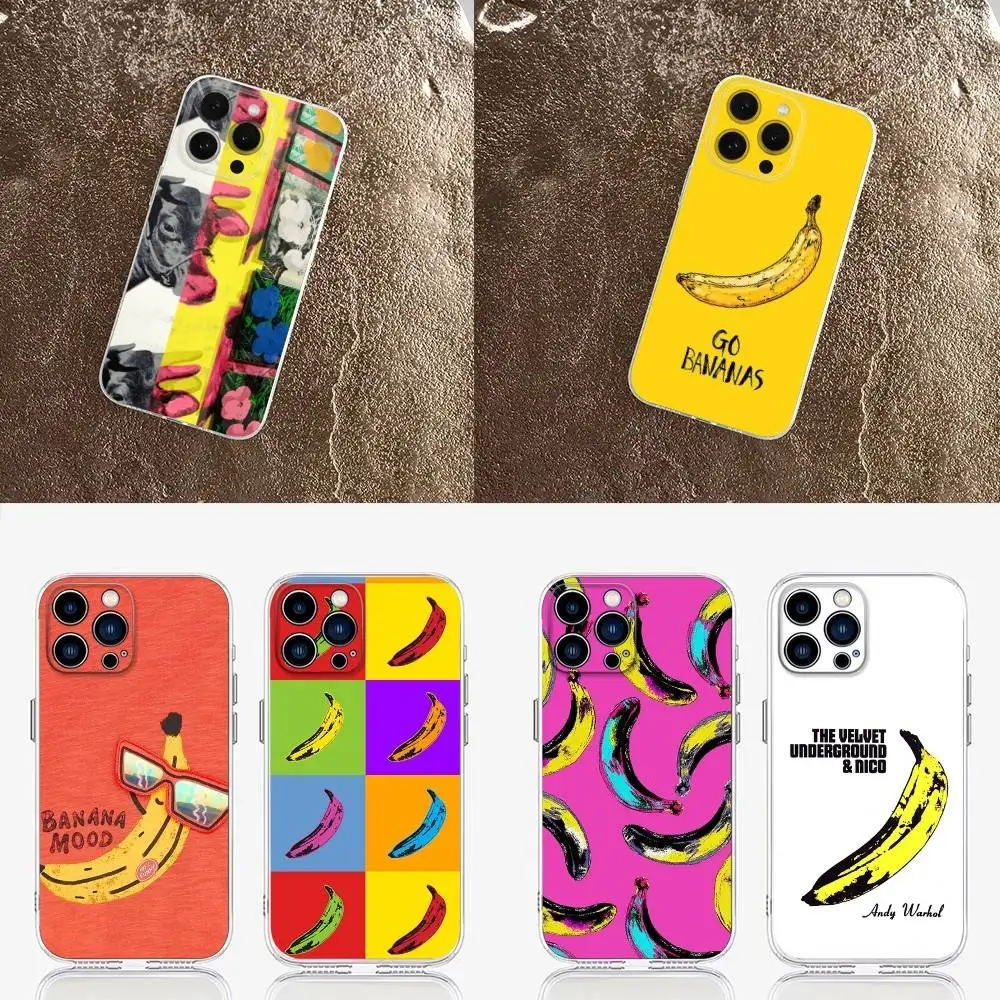 

A-Andy W-Warhol Art Banana Phone Case For iPhone 16,15,14,13,12,11 Plus,Pro,Max,XR,XS,Plus,E,Mini Transparent Cover