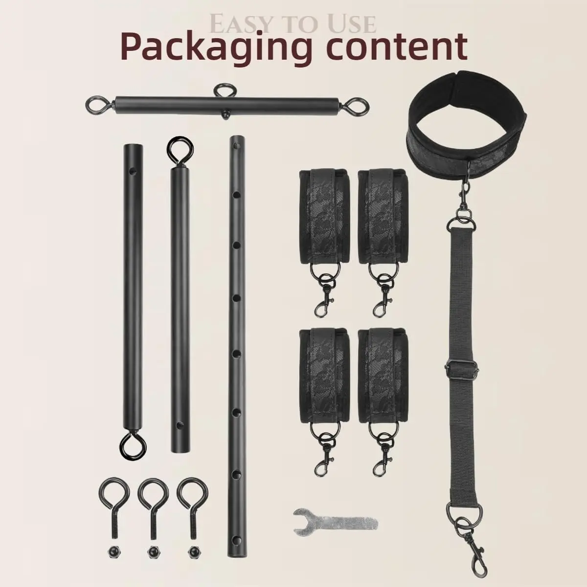 Spreader Bar Sex Toys with Wrist Ankle Neck Collar Restraint Kits Adjustable Handcuffs Collar