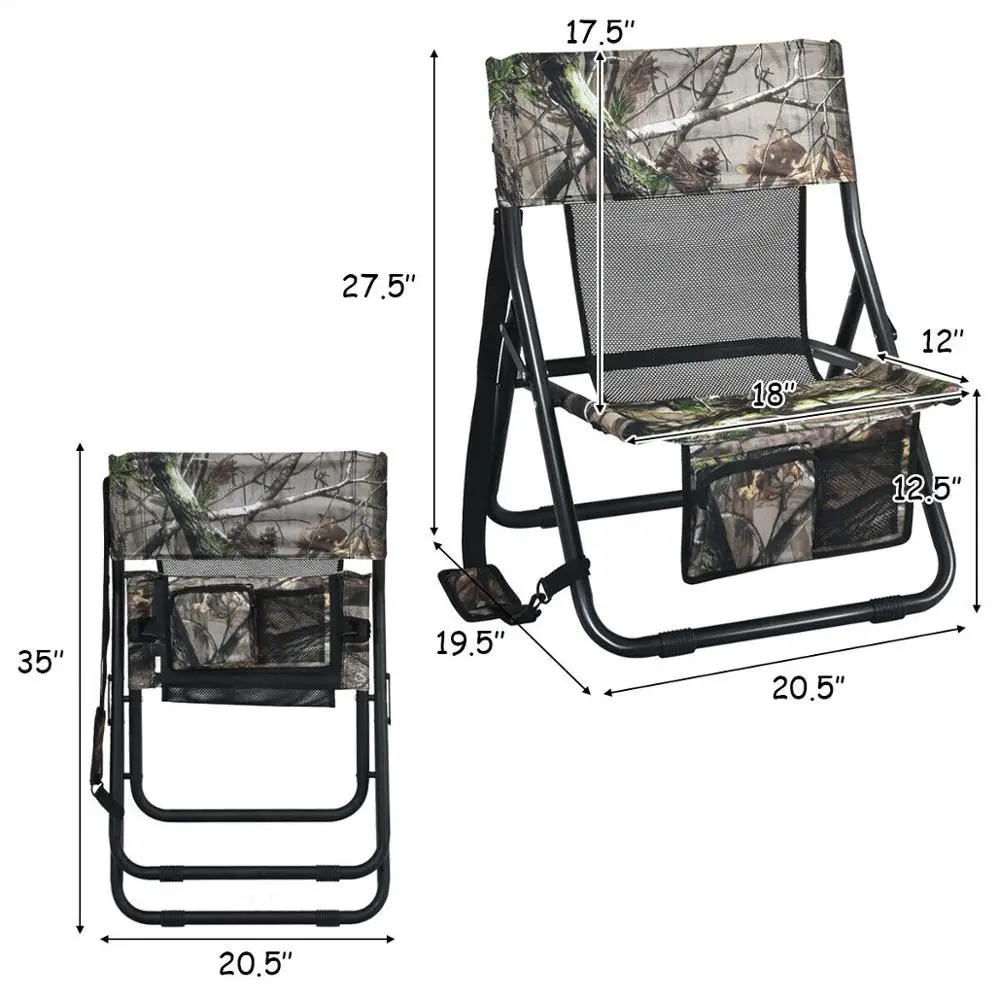 Folding Hunting Chair Portable Outdoor Camping Woodland Camouflage Hunting Seat