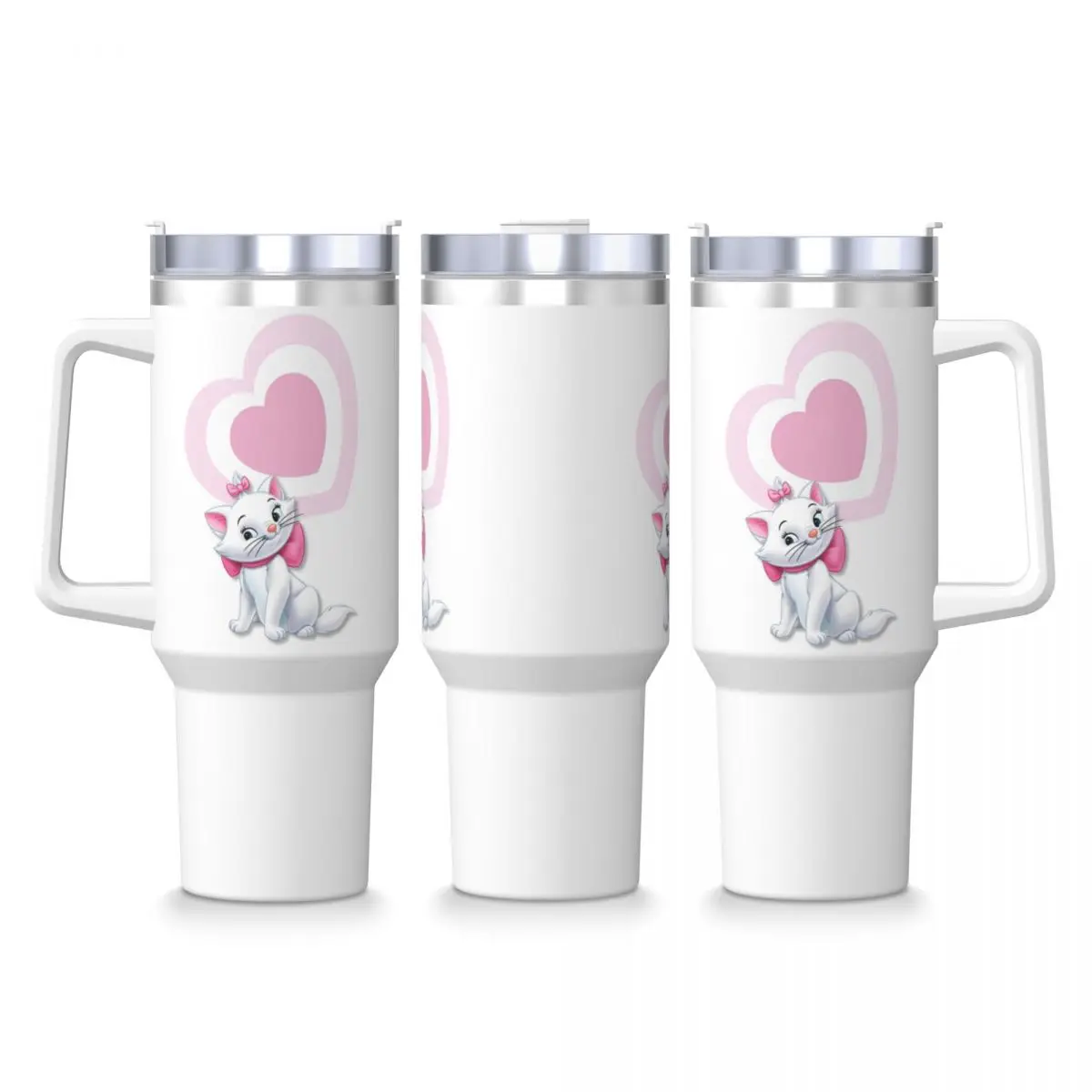 Stainless Steel Tumbler Cartoon Pink Marie Cat Thermal Mug Kawaii Keep Heat Cold and Hot Car Mugs Travelist Custom Water Bottle