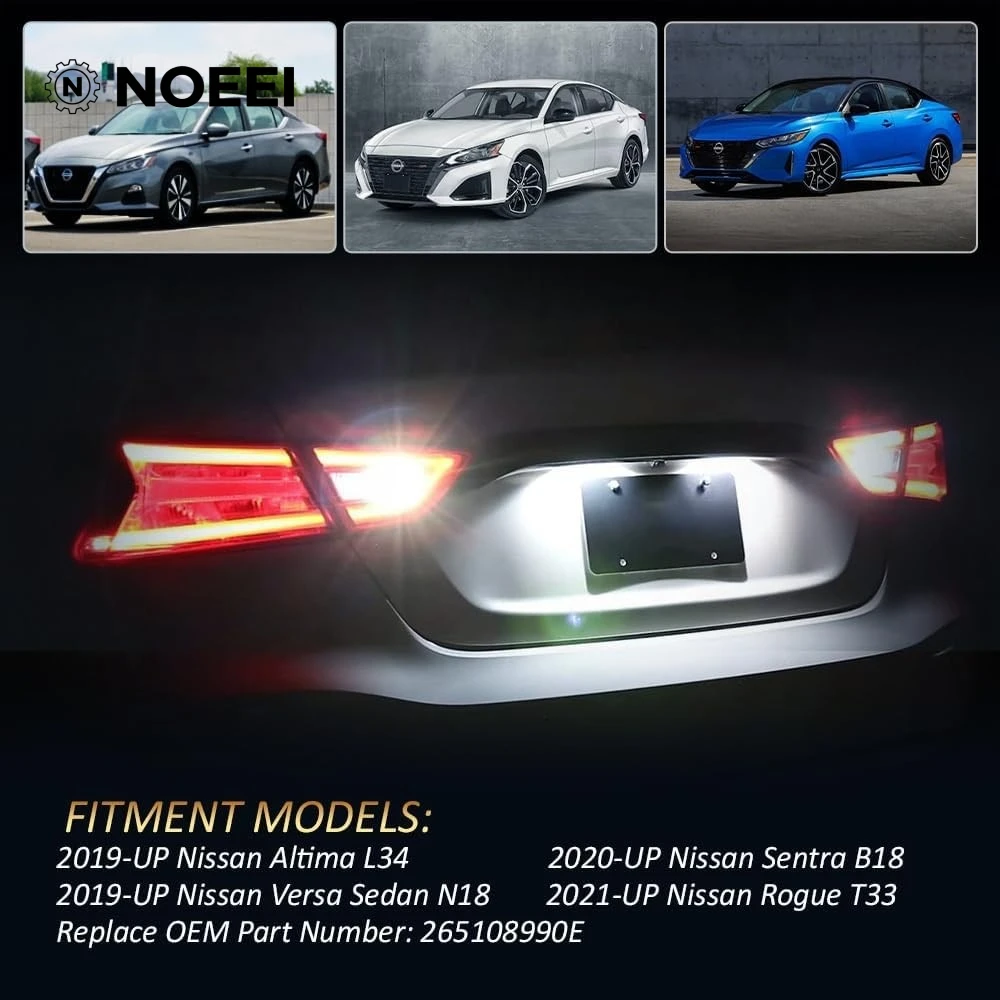 NOEEI Hot Sale 2026 2X for 2019-23 Nissan Altima White LED License Number Plate Light Tag Rear Lamp